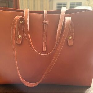 J. McLaughlin leather tote in cognac